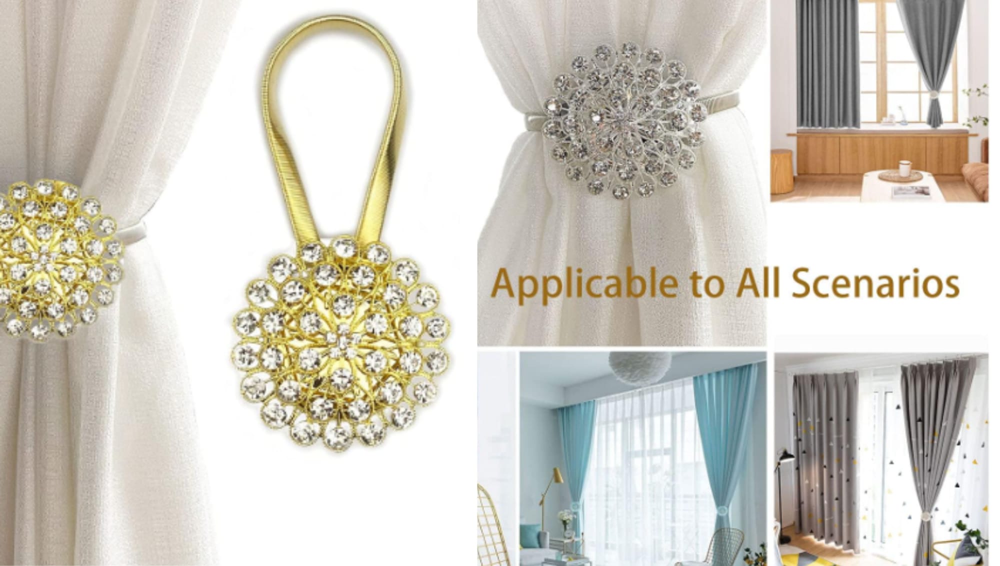 Elevate your space effortlessly with stylish magnetic curtain tiebacks!