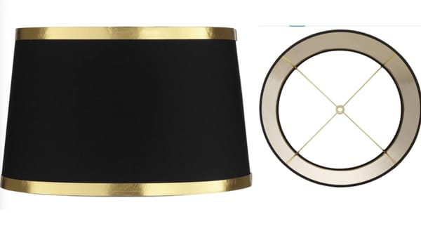 Elevate your lighting with a sleek black and metallic drum lamp shade!